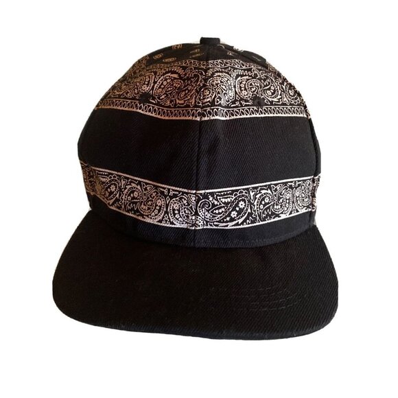 Black Carbon Elements Bandana Paisley Cap Hat Hip Hop Flat Bill Adjustable - Picture 1 of 8